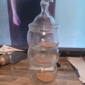 NIB Princesss House Clear Glass 3 Tier  Candy Dish with Lid Flower Embellishment